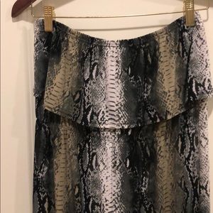 Abria Strapless snakeprint Jersey maxi dress